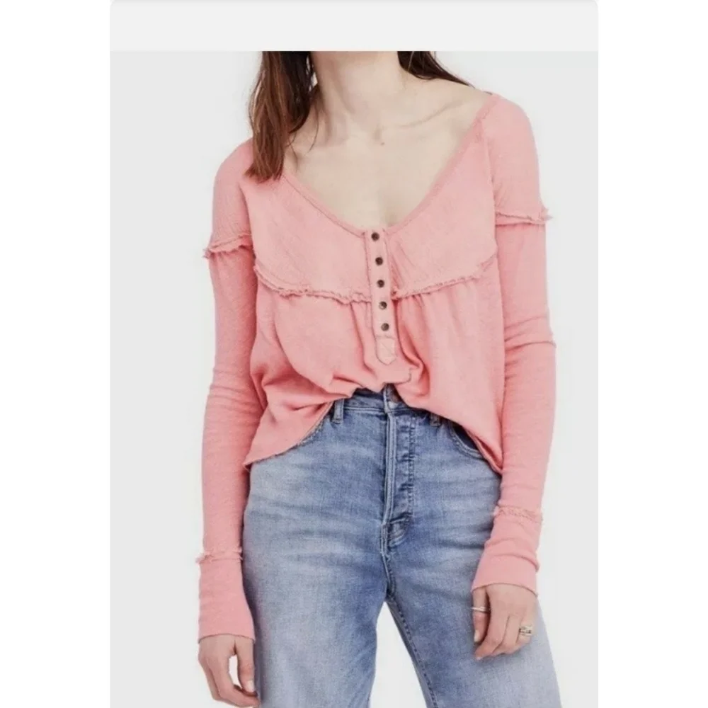 Free People Sugar Coral Down Under Henley Top - Picture 4 of 8